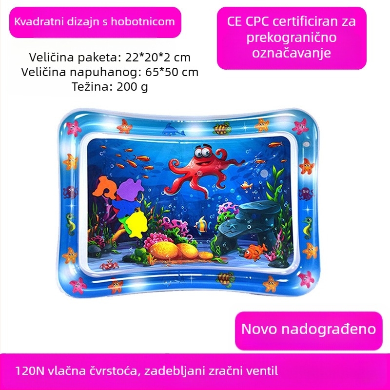 Kvadratna podloga za bebino vrijeme na trbuhu s delfinom – nafukljiva PVC igraća podloga za vodene igre
