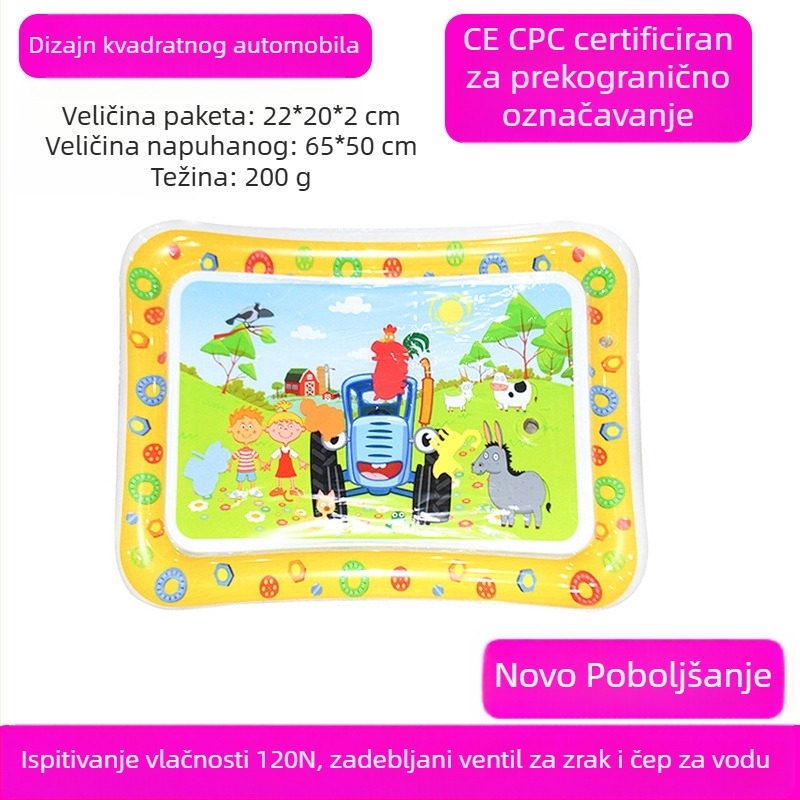 Kvadratna podloga za bebino vrijeme na trbuhu s delfinom – nafukljiva PVC igraća podloga za vodene igre