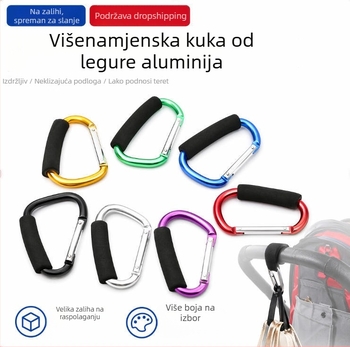 D-oblika karabiner od aluminijske legure, šaren, za vanjsku upotrebu; kopča za cipele i dječja kolica