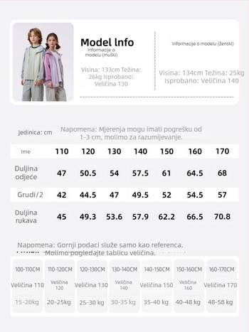 Unisex dječja ljetna jakna s UV zaštitom, lagana, 2026 model, za dob 7–12 godina.