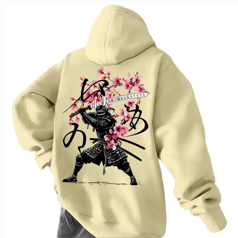 Muški hoodie u japanskom stilu, print, široka silueta, streetwear, dizajn cvijeta trešnje