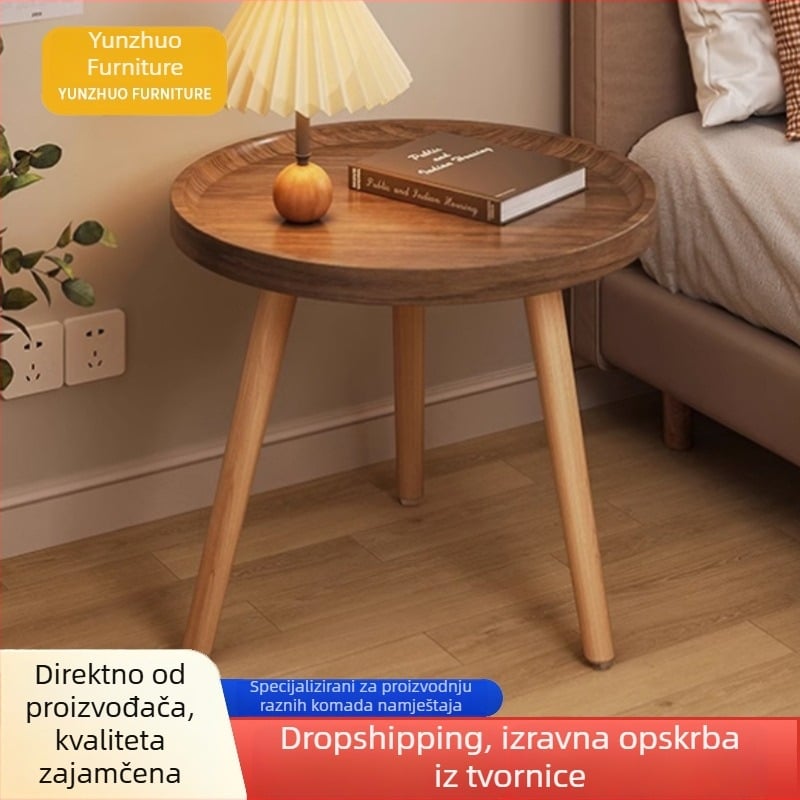 Stol iza sofa i stol za kavu – moderni minimalistički dizajn, zaobljeni bridovi, drveni okvir