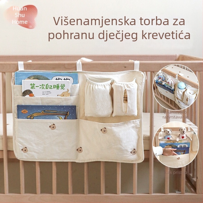 Vješena vrećica za pohranu za kolijevku — korpa za bebine potrepštine uz krevet