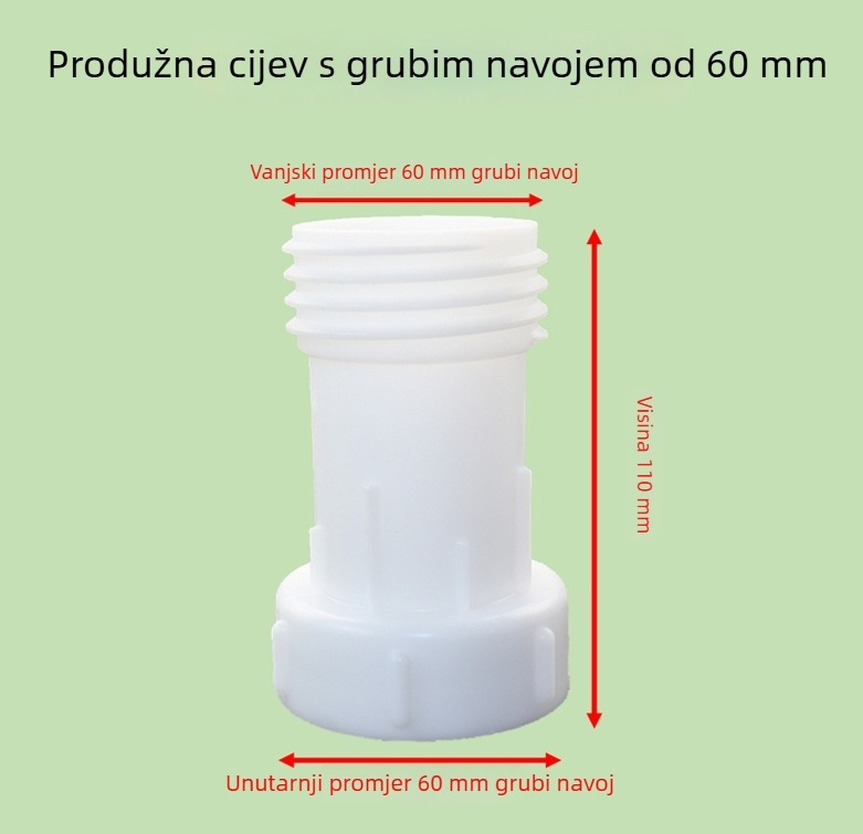 IBC spremnik ventila izlaz produžni cijev, 60 grubim navojem
