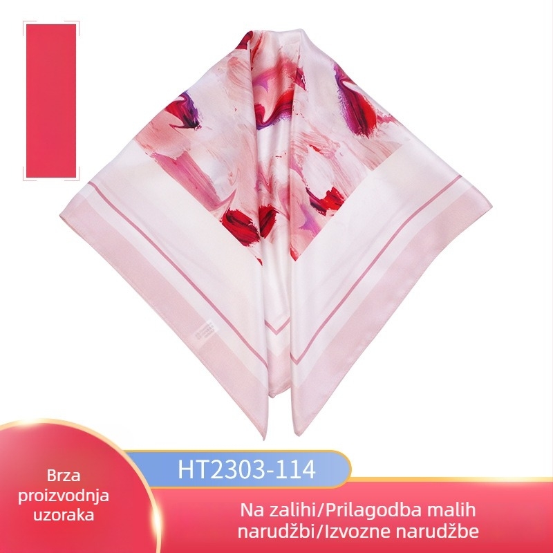 Šal od svile s otiskom Mulberry, tanki ljetni kvadratni šal, visokokvalitetni šal od svile po mjeri za odjeću