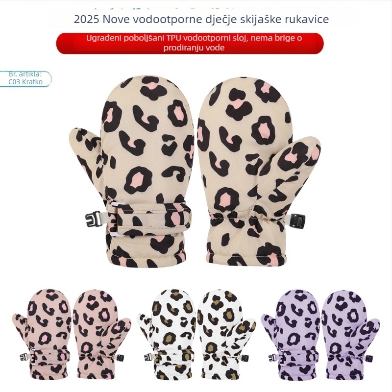 Dječje vodootporne nylon ski rukavice zimi, unisex, uzrast 6 mj–10 god, crtani uzorak, mitene