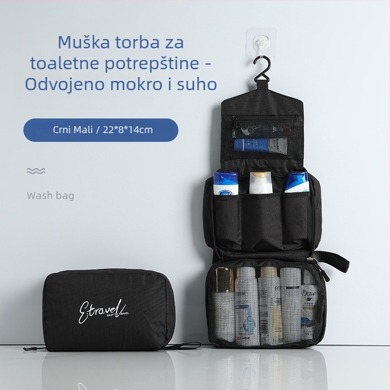 Aozun putna torbica za kozmetiku s podjelom suho/mokro, velika kapaciteta, dizajn s kukom