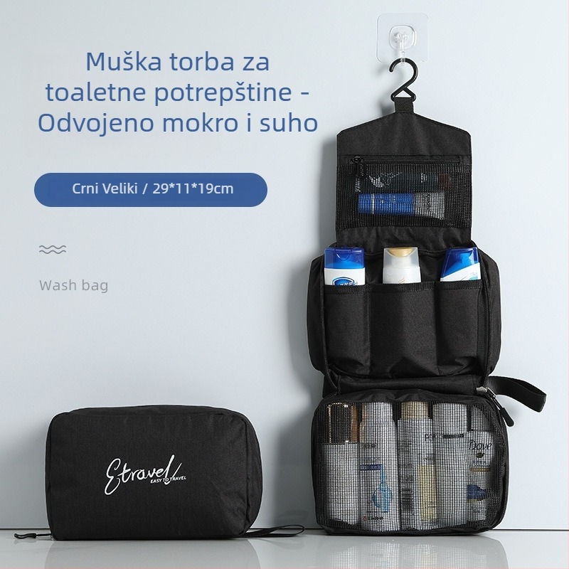 Aozun putna torbica za kozmetiku s podjelom suho/mokro, velika kapaciteta, dizajn s kukom