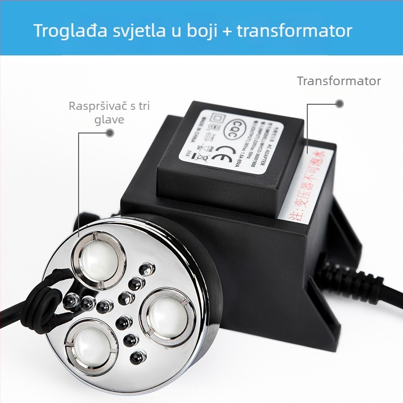 Pejzažni magleprskivač s LED osvijetljenim višestrukim atomizacijskim glavama, velik izlaz magle, kućište od bakra, za bonsai, stjenovite vrtove i vodene elemente