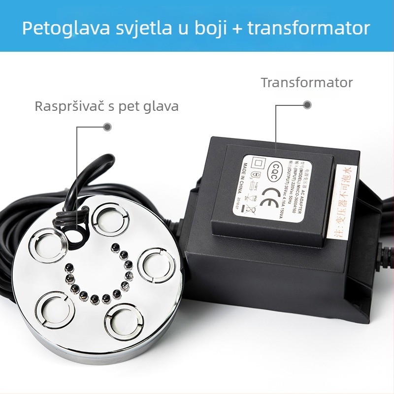 Pejzažni magleprskivač s LED osvijetljenim višestrukim atomizacijskim glavama, velik izlaz magle, kućište od bakra, za bonsai, stjenovite vrtove i vodene elemente