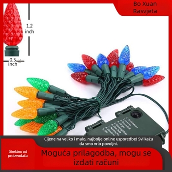 C6 svjetleći niz u obliku jagode – vanjska dekoracija za dvorište, vrt, božićno drvce i nadvratnik krova