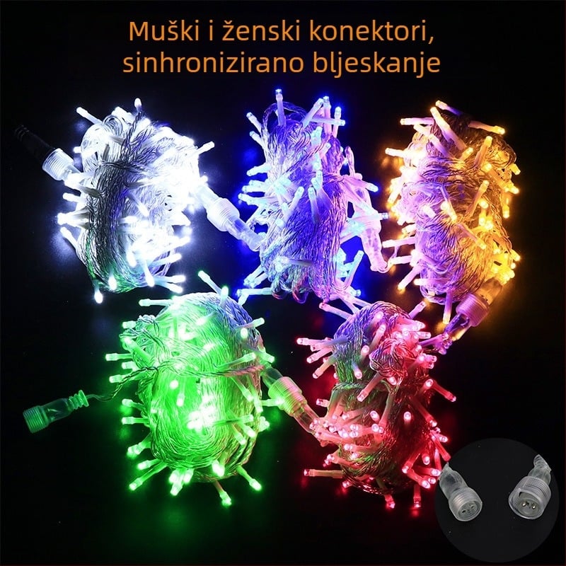 Vodootporna LED nit s 24V napajanjem, balonastog oblika zvjezdane svjetiljke za božićnu dekoraciju, niski napon, USB napajanje, treptanje