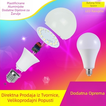 Komplet dijelova LED žarulje s E27 navojem, aluminijsko kućište i plastično kućište