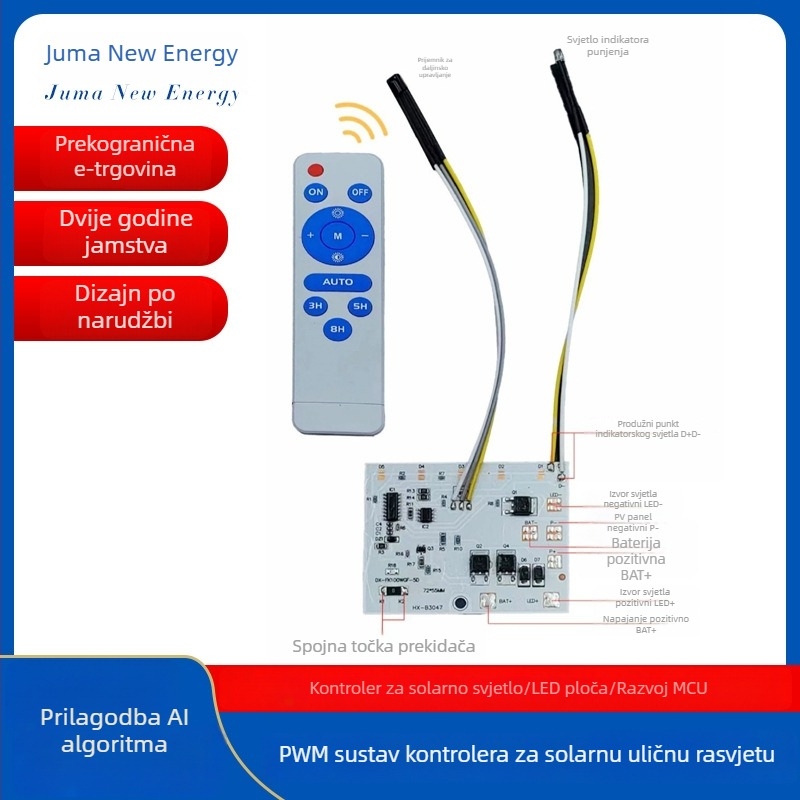 3.2V solarni regulator za ulično osvjetljenje, 20A tip split PWM, LED reflektor za vrt s daljinskim upravljačem i regulacijom jačine svjetla