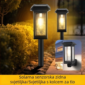 Vanjska vodootporna lampa za vrt i dvorište s kolcem za travu, wolframov filament, solarno napajanje