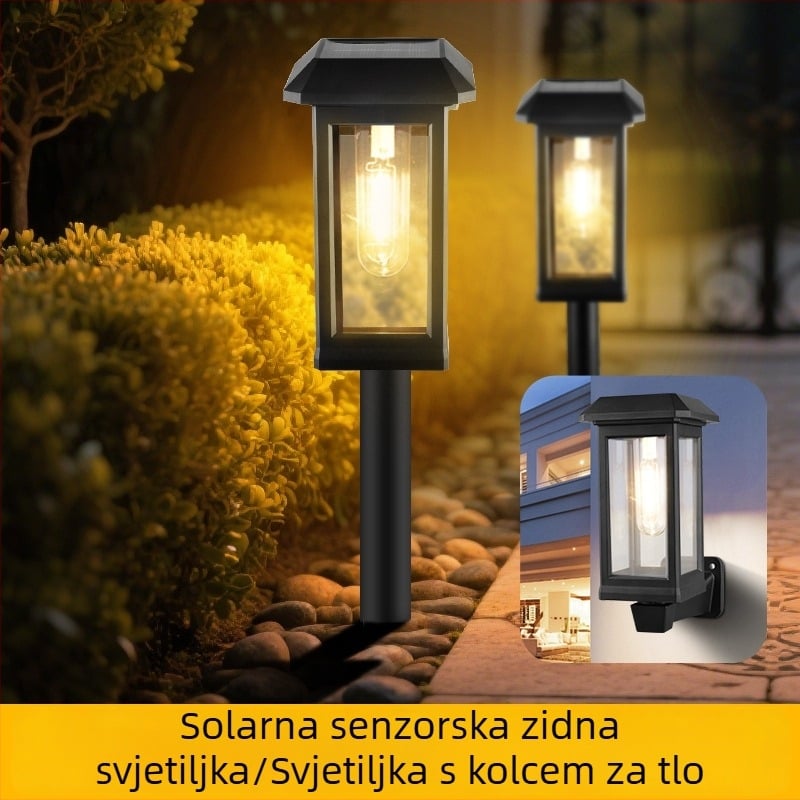 Vanjska vodootporna lampa za vrt i dvorište s kolcem za travu, wolframov filament, solarno napajanje