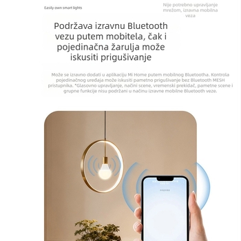 Pametna LED žarulja s E27 priključkom, Bluetooth Mesh verzija, kućna upotreba, daljinsko upravljanje putem mobilnog telefona i glasovno upravljanje