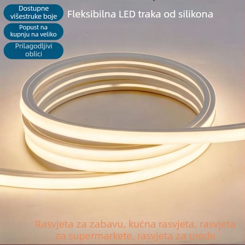 LED silikonska traka s ugrađenim linearnim svjetlom za dekoraciju, fleksibilna silikonska ovojnica, vodootporna, 24V, visoka svjetlina