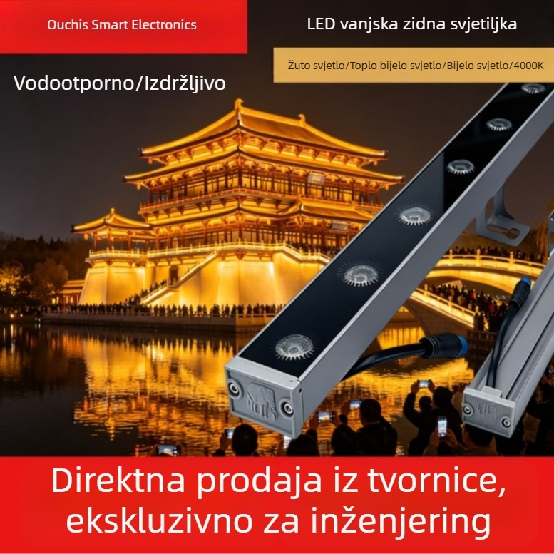 DMX LED zidno pranje svjetlo, vanjsko vodootporno konturno osvjetljenje za fasade i stepenice