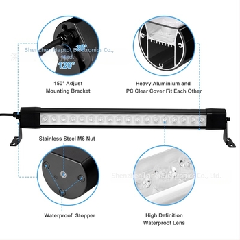 LED traka za osvjetljavanje zida vanjska upotreba, 18 LED, IP67, dimmabilna, dimenzije 600×65×110 mm, 2200–6000K, 1800 lm, kut snopa 120°, ulaz 24/120/220V