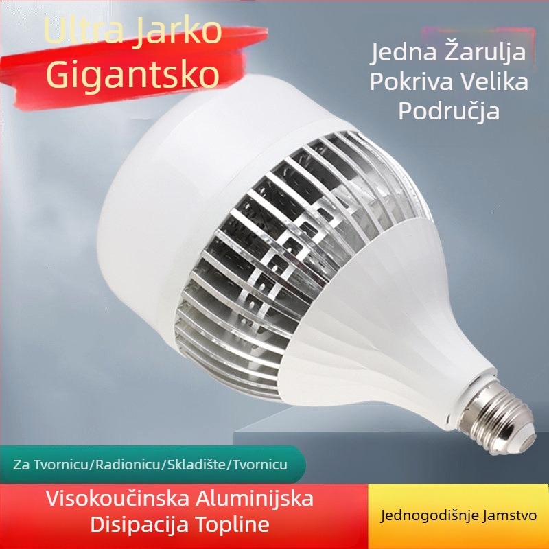 LED žarulja s aluminijskim kućištem i rebrastim hladnjakom, visoke snage, E27 navoj, industrijsko rasvjetu za tvornicu i skladište
