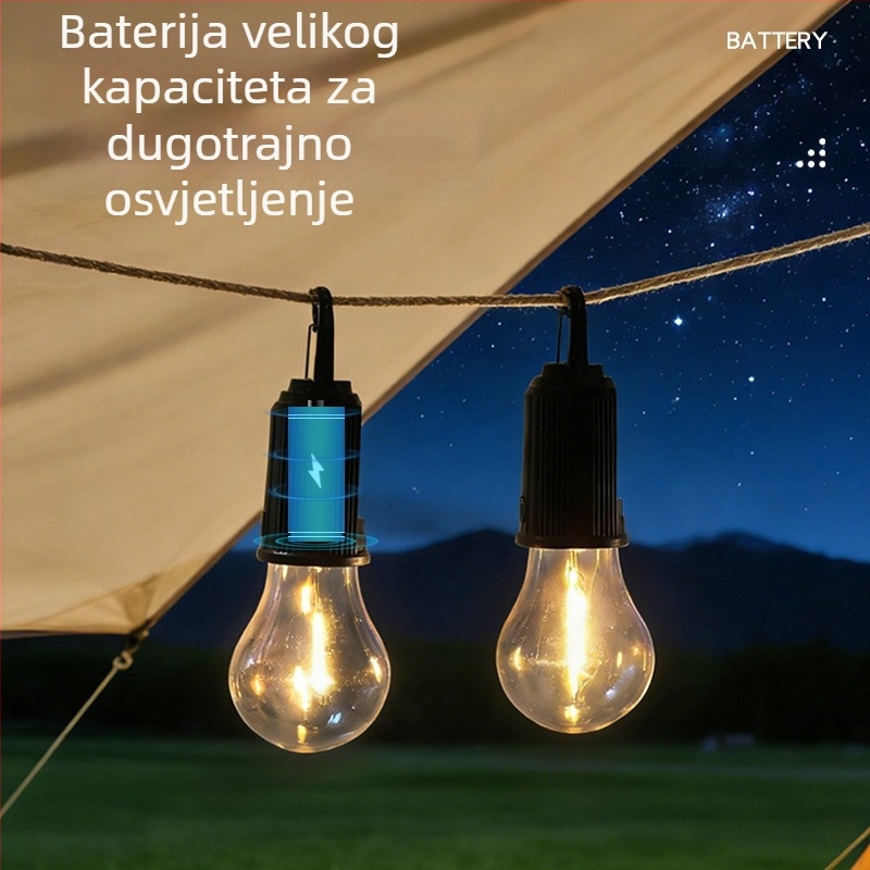 Solarna kamping svjetiljka, punjiva retro stil, LED svjetlo s wolframovim vlaknom, vanjska rasvjeta za nuždu