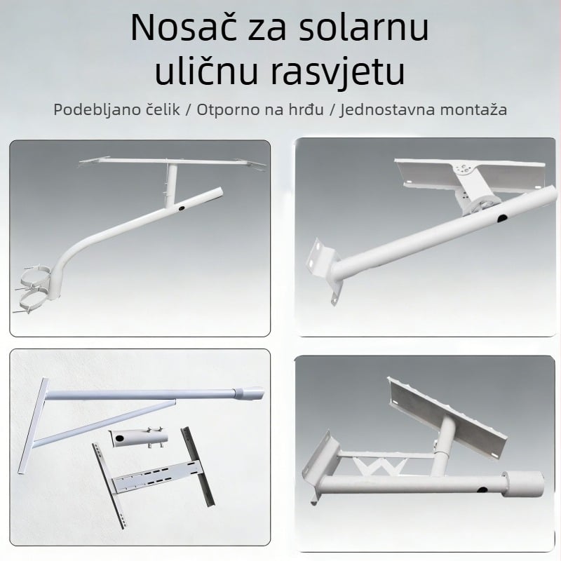Solarni držač za uličnu rasvjetu s krakom lampe i stezaljkom za stup