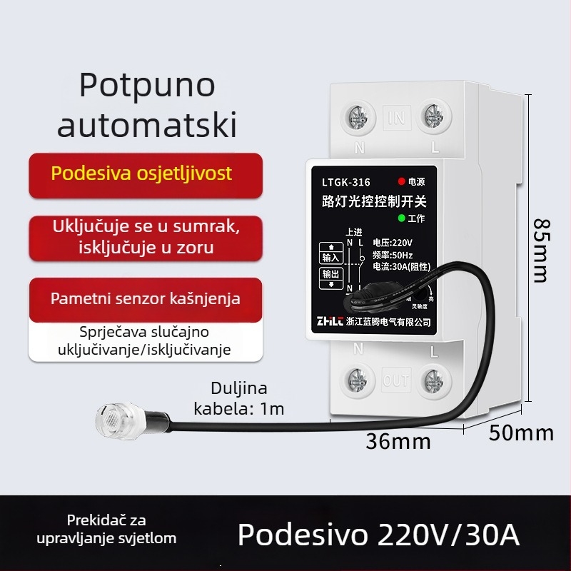 Ulični kontroler rasvjete s automatskim uključivanjem noću, inteligentni senzor svjetla, mikroračunalni upravljač 220V