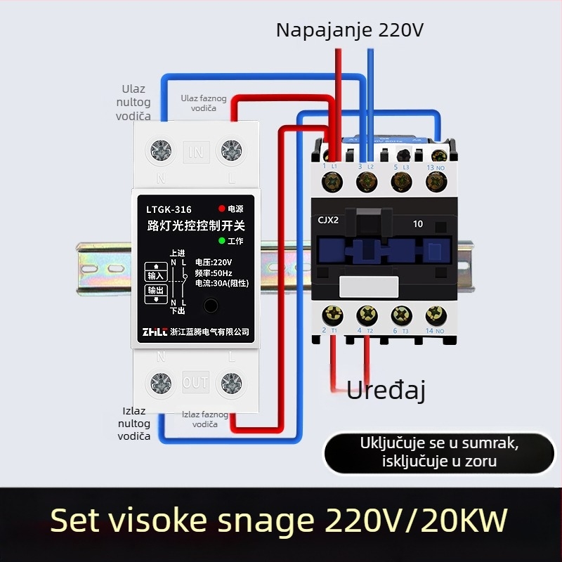 Ulični kontroler rasvjete s automatskim uključivanjem noću, inteligentni senzor svjetla, mikroračunalni upravljač 220V