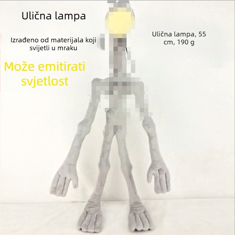 Plišani drak s glavom u obliku ulične lampe i noćnim svjetlom, Halloween dekoracija i dar za djecu.