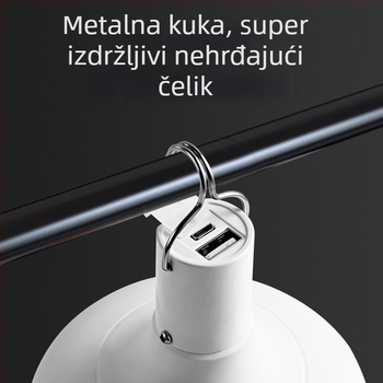 LED žarulja s punjivom baterijom, E14 utičnica, 600 lm, 170° snop, IP42 vodootporna, vanjsko nužno osvjetljenje, energetski učinkovita, pogodna za izložbe
