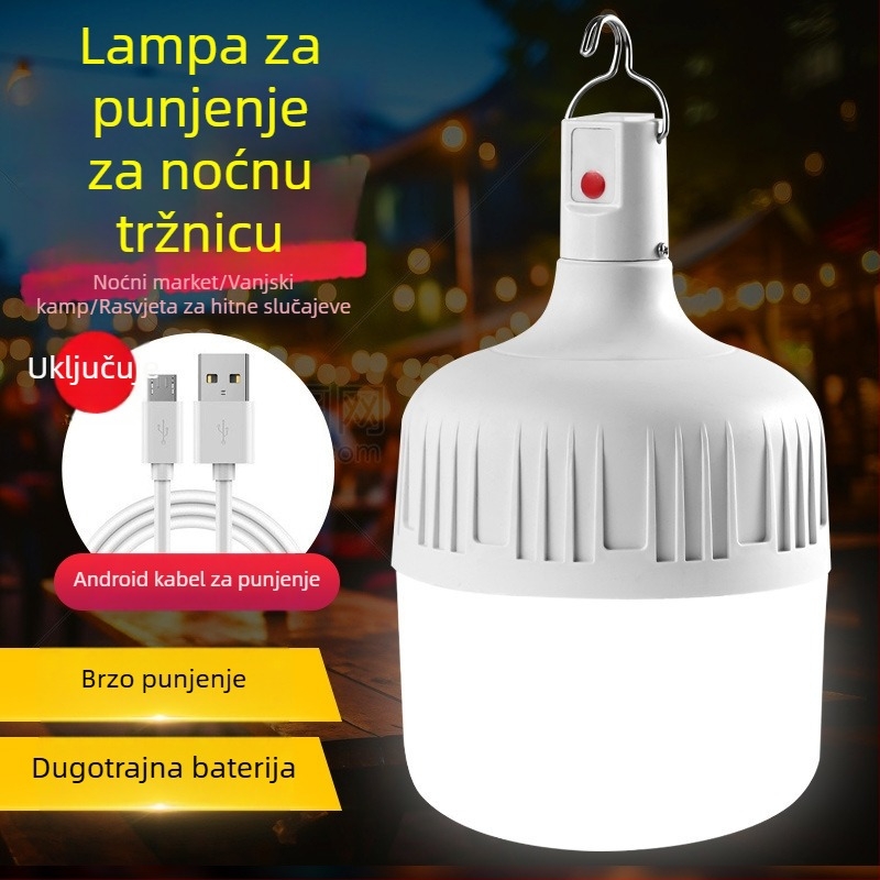 LED žarulja s punjivom baterijom, E14 utičnica, 600 lm, 170° snop, IP42 vodootporna, vanjsko nužno osvjetljenje, energetski učinkovita, pogodna za izložbe