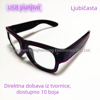 Punljive EL svjetleće naočale s USB sučeljem i bežičnom litijskom baterijom za party atmosferu