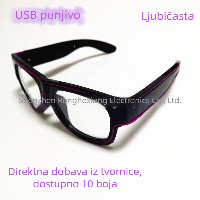 Punljive EL svjetleće naočale s USB sučeljem i bežičnom litijskom baterijom za party atmosferu
