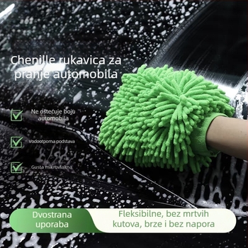 Rukavice za pranje automobila od chenille mikrofibre s flisom i debelim spužvom, sigurno čišćenje bez oštećenja laka