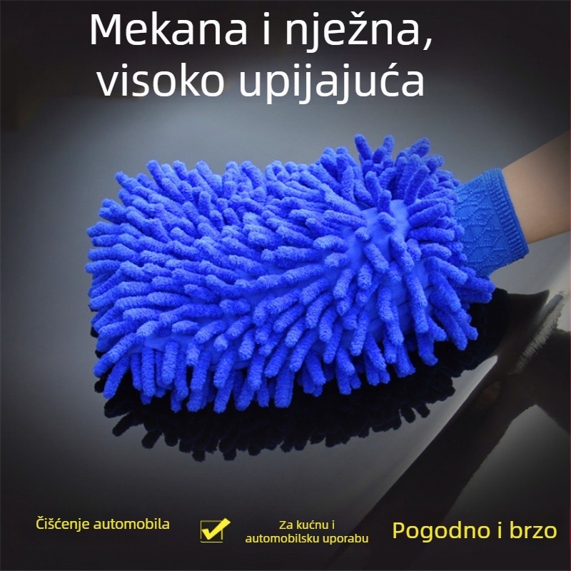 Rukavice za pranje automobila od chenille mikrofibre s flisom i debelim spužvom, sigurno čišćenje bez oštećenja laka