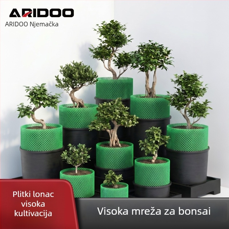 Zelena mreža za bonsai od debeljenog polipropilena, prozračna, drenaža, sprječava curenje tla, može se izrezati, za razvoj korijena