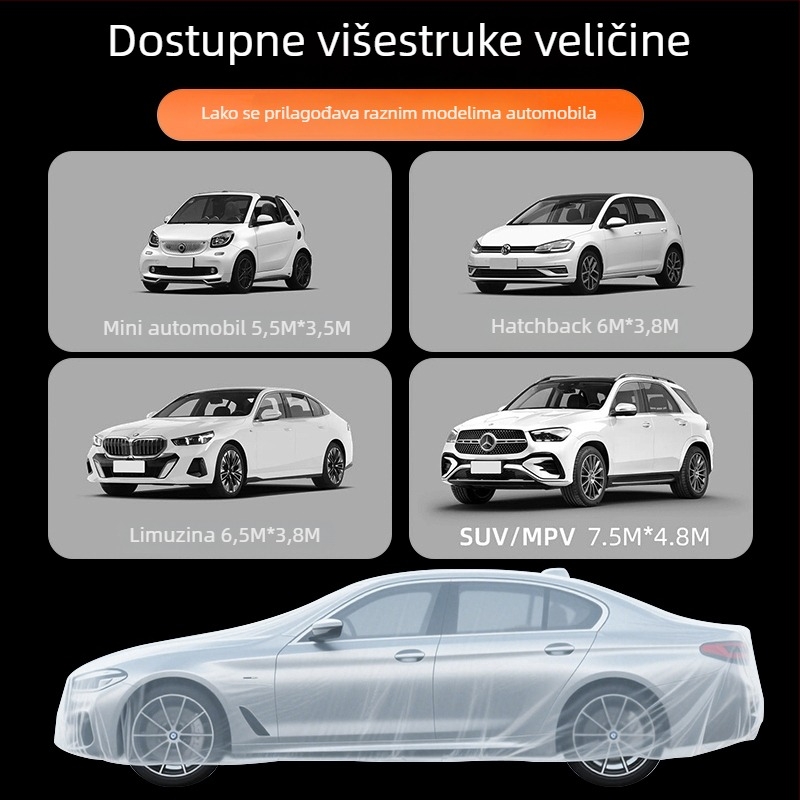 Jednokratni auto pokrivač, prozirni plastični pokrov, zaštita od sunca i kiše, univerzalna veličina, pogodno za sprej-bojanje, zaštita od prašine