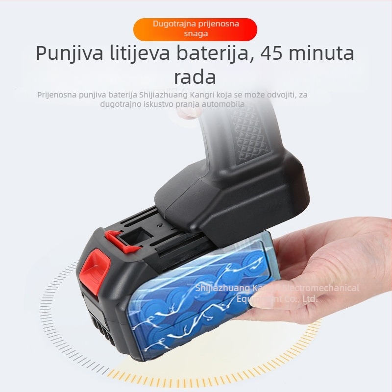 Bežični uređaj za pranje automobila, prijenosni, punjivi visokotlačni pištolj za vodu s moćnom pumpom