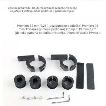 Vanjski nosač LED svjetla za motor s aluminijskim držačem cijevi (0.75/1.0/1.25 in)