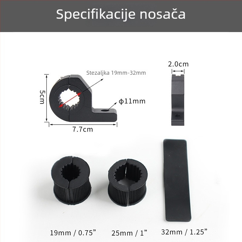 Vanjski nosač LED svjetla za motor s aluminijskim držačem cijevi (0.75/1.0/1.25 in)