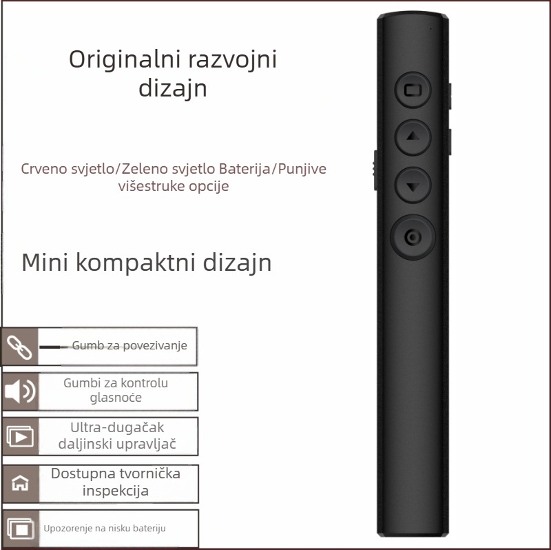 Novo punjivo PPT pero za prebacivanje stranica sa zelenim laserskim projektorom za prezentacije
