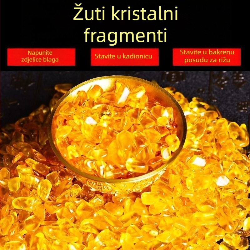 Citrin kristalni šljunak perle za dekoraciju, za posude i nakit, žuta, moderni minimalistički stil