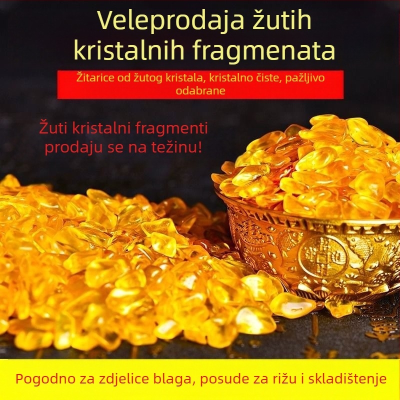 Citrin kristalni šljunak perle za dekoraciju, za posude i nakit, žuta, moderni minimalistički stil