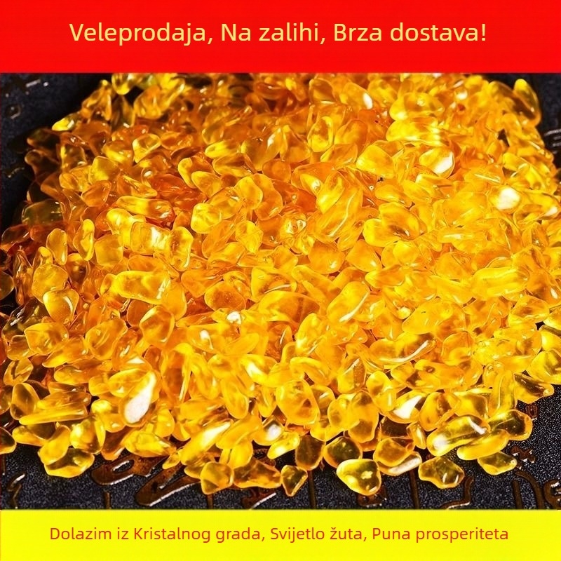 Citrin kristalni šljunak perle za dekoraciju, za posude i nakit, žuta, moderni minimalistički stil