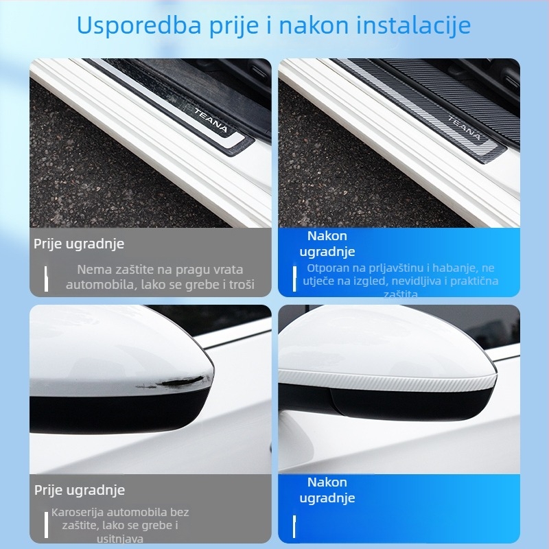 Prag zaštitna traka automobila u izgledu karbonskih vlakana – universalna zaštita od ogrebotina i udaraca, folija za zaštitu prtljažnika, traka protiv sudara