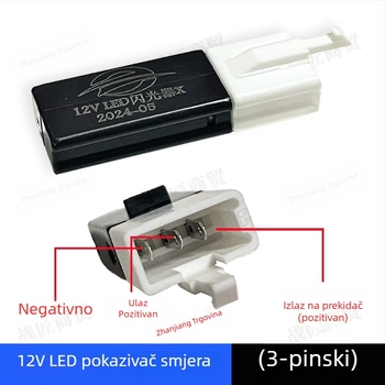 Univerzalni LED pokazivač za električna vozila i motocikle, tih, 12V, 3-pin i 2-pin priključci, zaštita od kratkog spoja