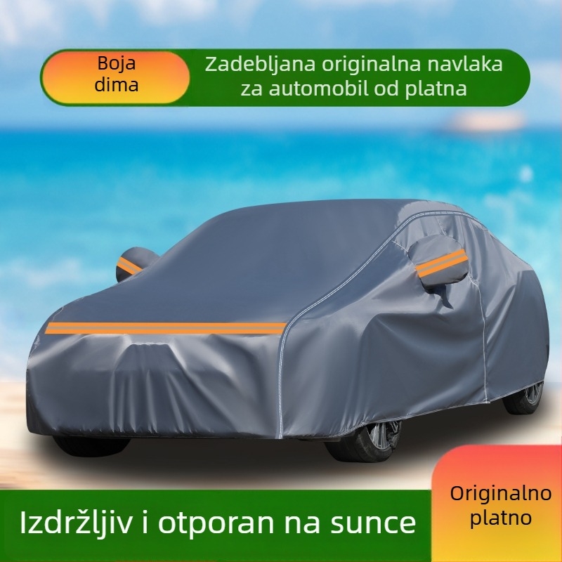 Debeli platneni auto pokrov 600D, otporan na kišu i UV zaštitu, potpuno pokriće koje blokira svjetlo i izolira toplinu.