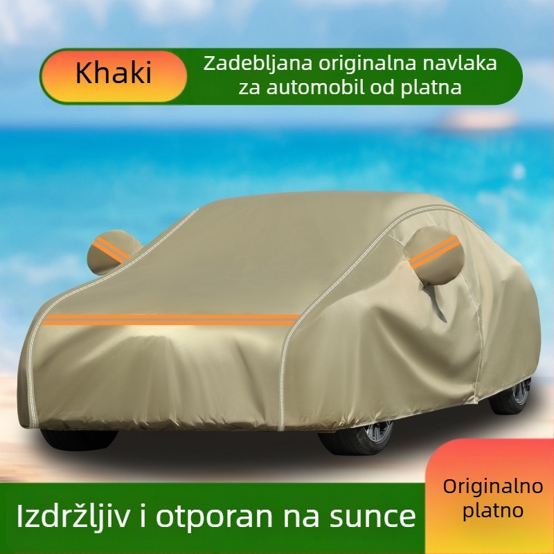 Debeli platneni auto pokrov 600D, otporan na kišu i UV zaštitu, potpuno pokriće koje blokira svjetlo i izolira toplinu.