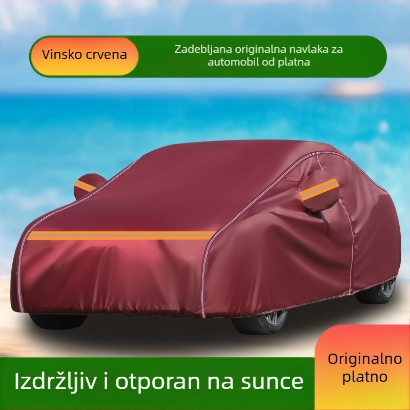 Debeli platneni auto pokrov 600D, otporan na kišu i UV zaštitu, potpuno pokriće koje blokira svjetlo i izolira toplinu.